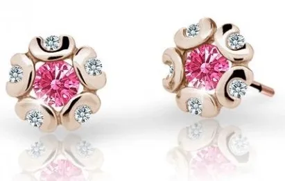 Cutie Jewellery Dětské náušnice z růžového zlata C2178-30-X-4 fuchsiová
