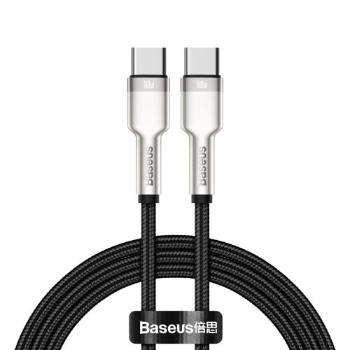 Baseus Cafule Series nabíjací / dátový kábel USB-C samec na USB-C samec s kovovými koncovkami 100W 1m, čierna