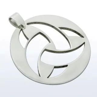 Kruhový přívěsek z oceli 316L, vyřezávaný keltský uzel, stříbrná barva