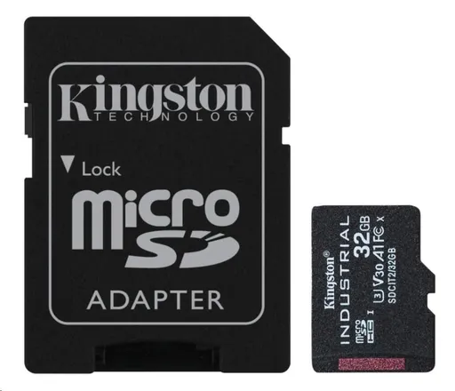 Kingston MicroSDHC karta 32GB Industrial C10 A1 pSLC Card + SD Adapter