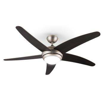 Klarstein Bolero, 55W, ventilator de tavan cu lampă, 134 cm, brațe din lemn de nuc, telecomandă