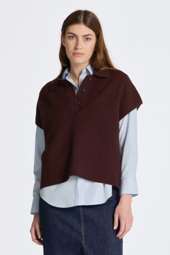 VESTA GANT CROPPED POLO VEST DARK MAHOGANY