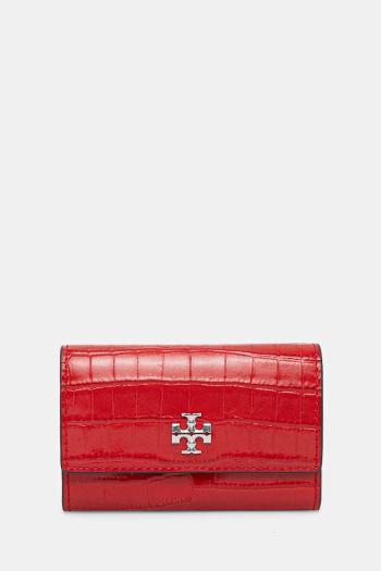 Puzdro na karty Tory Burch Kira Croc Flap Card červená farba, 174403.600
