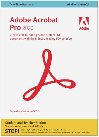 Irodai szoftver Adobe Acrobat Pro Student&Teacher, Win/Mac, HU (BOX)