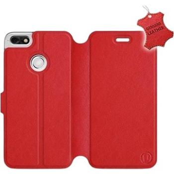 Flip pouzdro na mobil Huawei P9 Lite mini - Červené - kožené -   Red Leather (5903226499915)