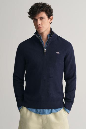 SVETR GANT STRUCTURED COTTON HALF ZIP EVENING BLUE