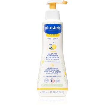 Mustela Bébé Dry Skin výživný čisticí gel s obsahem ochranného krému obnovující kožní bariéru pro děti od narození 300 ml