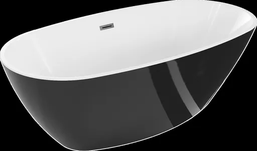 MEXEN/S Eris volně stojící vana 180 x 95, bílá/černá, sifon a přepad grafit metal 53441809575-95