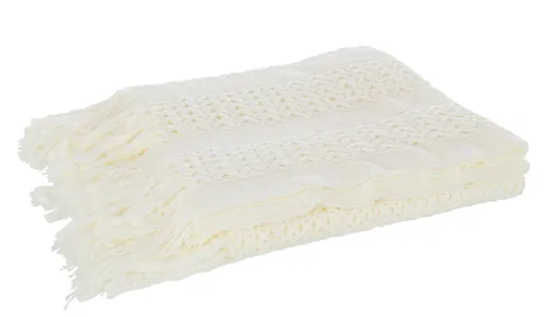 Krémový dekorační pléd s oky Knitti - 143*195cm J-Line by Jolipa