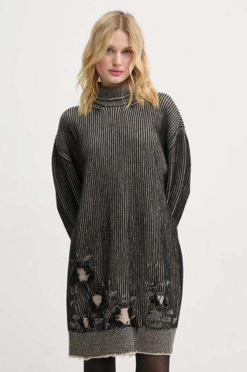 Oboustranné vlněné šaty MM6 Maison Margiela černá barva, mini, oversize, S62DA0031.M13076