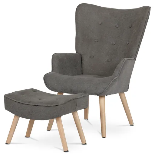 Křeslo ušák s podnožkou LAN2, hnědá