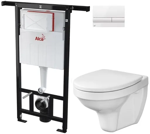 ALCA Jádromodul předstěnový instalační systém s bílým tlačítkem M1710 + WC CERSANIT DELFI + SEDÁTKO AM102/1120 M1710 DE1