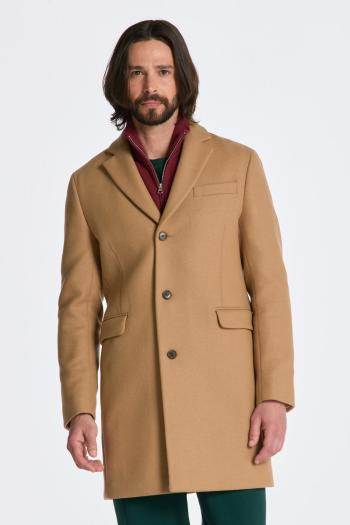 KABÁT GANT CLASSIC TAILORED FIT WOOL TOPCOAT MUSTARD BEIGE