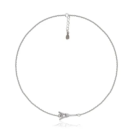 Stříbrný náramek 925, tenký řetízek, francouzský symbol Eiffelova věž se zirkony