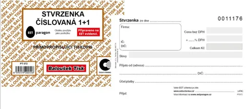 Tiskopis Stvrzenka A6 samopropis číslovaná 1+1 50 listů BALOUŠEK