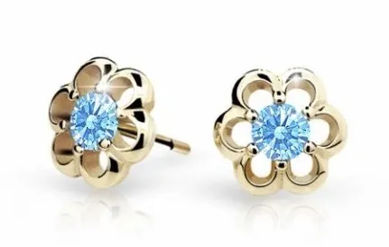 Cutie Jewellery Zlaté dětské náušnice C1947-30-X-1 světle modrá