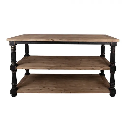 Černo-hnědý antik prezentační dřevěný stůl Presenti - 180*100*85 cm Clayre & Eef