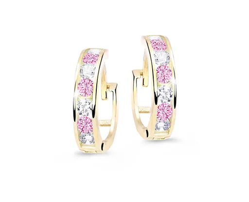 Cutie Jewellery Slušivé dětské náušnice ze žlutého zlata C3345-80-X-1 růžová