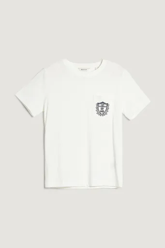 TRIČKO GANT REG COTTON CREST POCKET SS T-SHIRT EGGSHELL