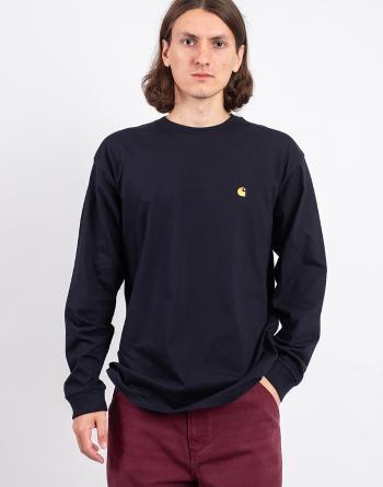 Tričko Carhartt WIP L/S Chase T-Shirt Dark Navy/Gold