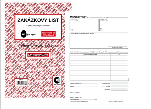 Tiskopis Zakázkový list A5 samopropis 50 listů BALOUŠEK