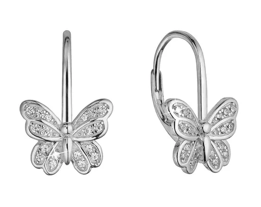 Evolution Group - Pavona Krásné stříbrné náušnice Motýlci se zirkony 11500.1 crystal