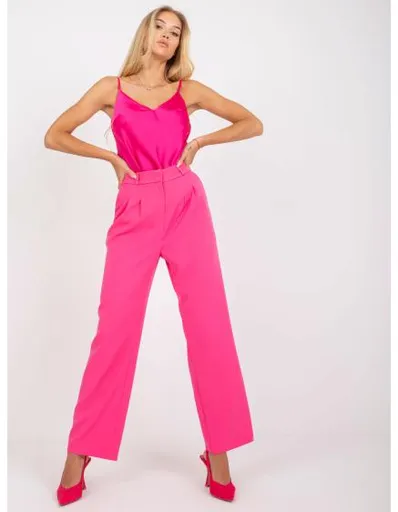 Dámské kalhoty s kapsami RUE PARIS růžové