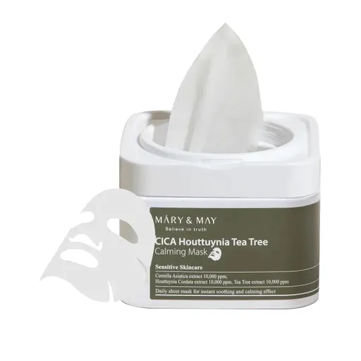 MARY & MAY Zklidňující pleťová maska Cica Houttuynia Tea Tree (Calming Mask) 30 ks