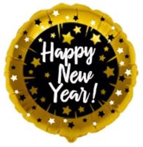 Balónek foliový - Happy New Year - 45 cm - Silvestr - Flexmetal