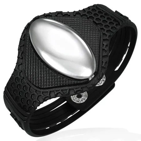 Gumový náramek - lesklý ovál a vzor řeckého klíče