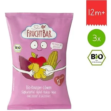 FruchtBar BIO křupky lvíčata kukuřice, kokos, jablka a batáta 3× 30 g (8594205750287)