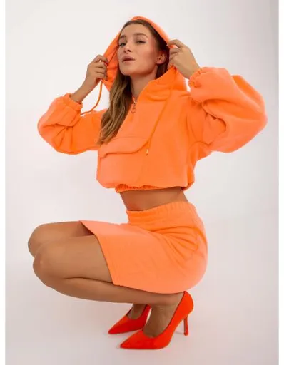 Fluo oranžový teplákový komplet basic s krátkou mikinou Emilie