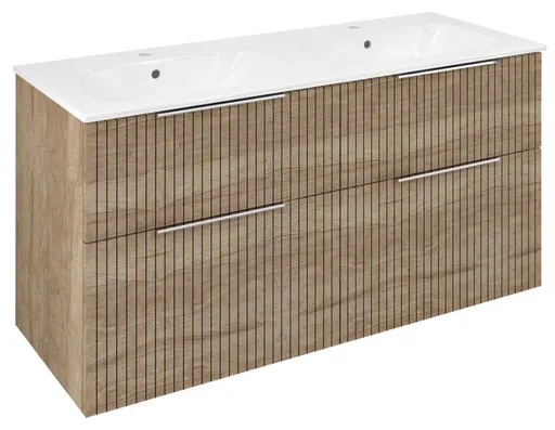 SAPHO CIRASA umyvadlová skříňka s dvojumyvadlem 121x66x46cm, dub alabama strip CR121-2322-21