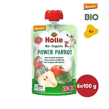 HOLLE Power Parrot  BIO pyré hruška  jablko a špenát 6× 100 g (7640161877368)