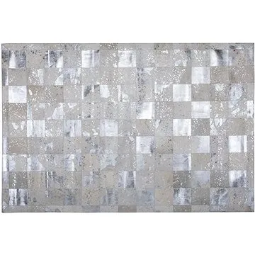 Koberec kožený béžovo stříbrný 160 x 230 cm YAZIR, 125475 (beliani_125475)