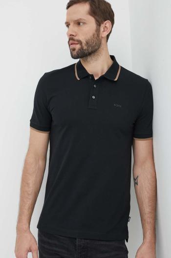 Bavlněné polo tričko BOSS černá barva, 50494697