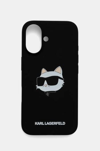 Obal na telefon Karl Lagerfeld iPhone 16 6.1 černá barva, KLHMP16SSCHPPLK