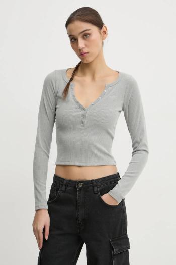 Tričko s dlhým rukávom Hollister Co. dámske, šedá farba, KI339-3631