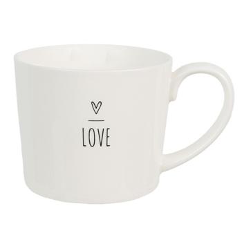 Bílý hrnek se srdíčkem s nápisem Love - Lovely Day - 12*8*7 cm / 300 ml 6CEMU0148