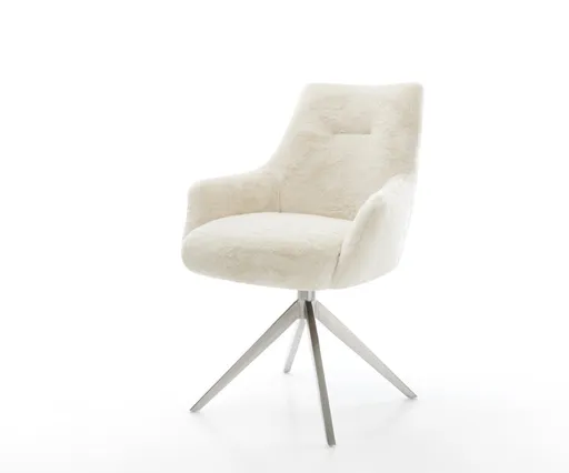 Jídelní židle Alja-Flex s područkami plyšový manšestr krémová