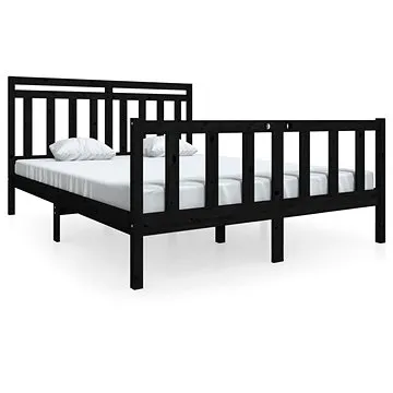 Rám postele černý masivní dřevo 160 × 200 cm, 3100972 (3100972)