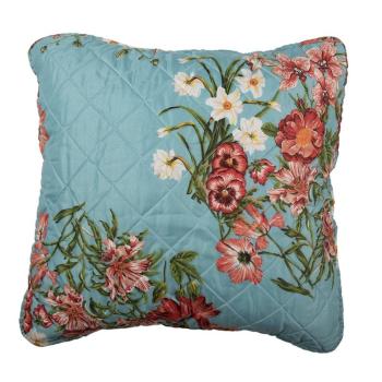 Modrý povlak na polštář s květinovým motivem Flowery - 50*50 cm Q197.030