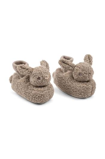 Dětské papuče Konges Sløjd BUNNY FOOTIES béžová barva, KS101793