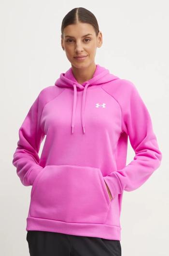 Mikina Under Armour Armour Fleece dámská, růžová barva, s kapucí, hladká, 1386507