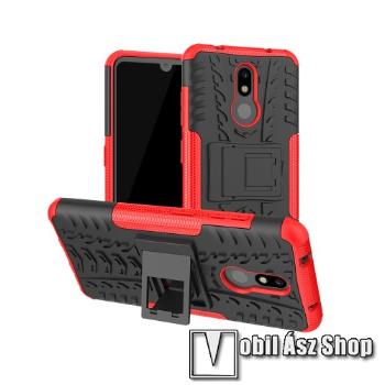 OTT! VROOM műanyag védő tok / hátlap - PIROS - AUTÓGUMI MINTÁS - szilikon betétes, asztali tartó funkciós, ERŐS VÉDELEM! - NOKIA 3.2