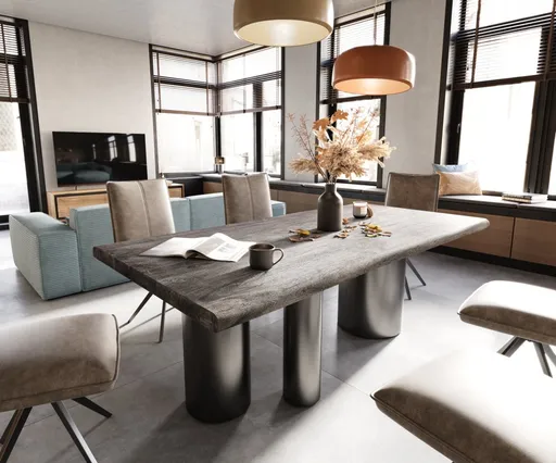 Jídelní stůl Edge 200x100 XL Akácie Platinum Troa Nerezová ocel