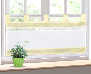 Hotová záclona, Kocka a čipka, žltá, 40 x 80 cm