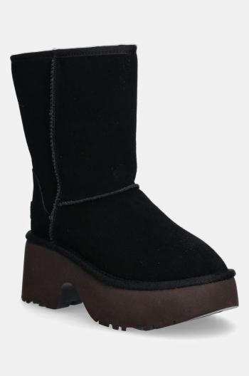 Semišové boty UGG Classic Short New Heights dámské, černá barva, na podpatku, zateplené, 1158310-BLK