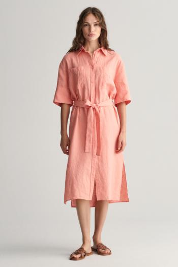 ŠATY GANT REL LINEN SS SHIRT DRESS PEACHY PINK