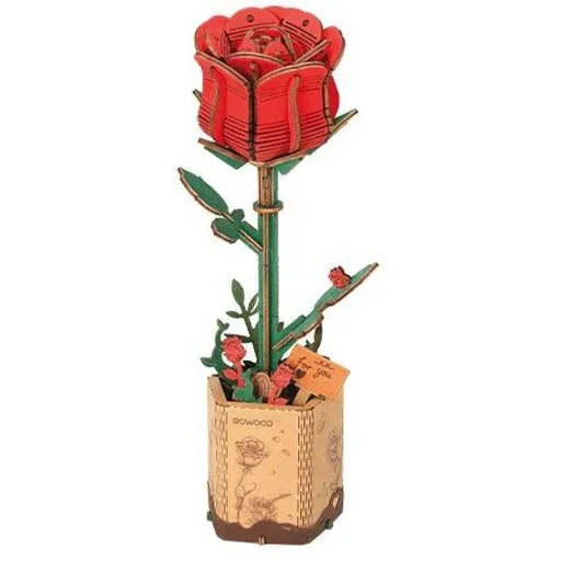 RoboTime 3D dřevěná skládačka Červená růže